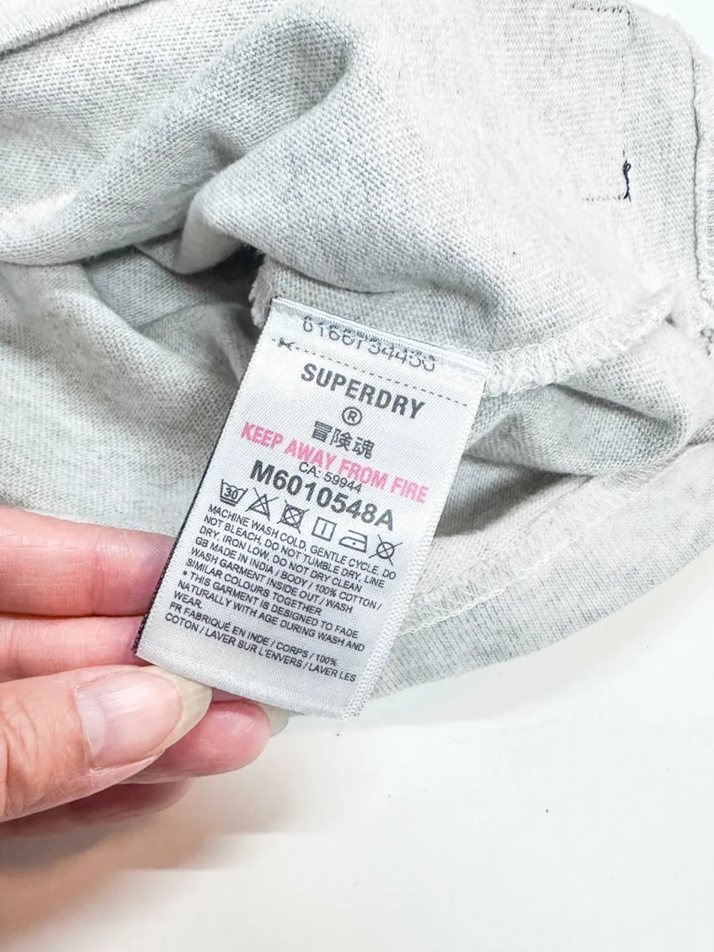 NWT SUPERDRY Long Sleeve T Shirt Mens Large Oat Marl Henley Workwear Casual Top - Picture 8 of 8